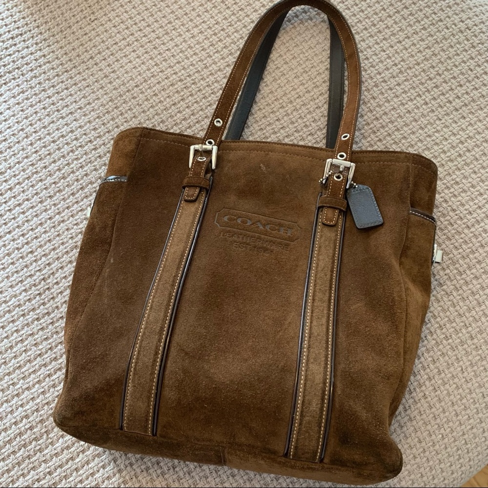 COACH Brown Leather Suede Tote Bag